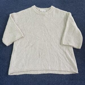 Philosophy Republic Sweater Womens Small Beige Short Sleeve Knit Pullover